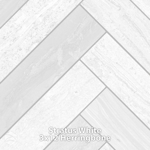 Stratus White 3x12 Herringbone